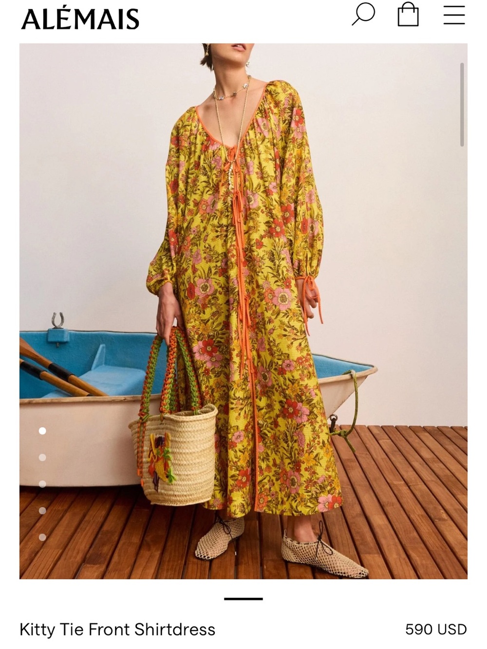 Alémais Yellow Floral Tie-Front Maxi Dress